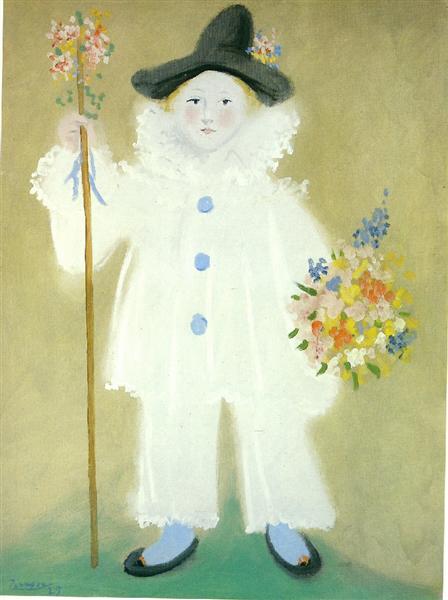 Pablo Picasso Oil Painting Portrait Of Paulo As Pierrot